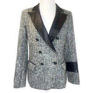 Laveer Tweed Pattern Blazer Jacket Double Breasted Black and Grey Color Size 10